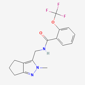 molecular formula C16H16F3N3O2 B2559309 N-({2-methyl-2H,4H,5H,6H-cyclopenta[c]pyrazol-3-yl}methyl)-2-(trifluoromethoxy)benzamide CAS No. 2034602-69-0