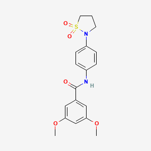 molecular formula C18H20N2O5S B2559323 N-[4-(1,1-dioxo-1lambda6,2-thiazolidin-2-yl)phenyl]-3,5-dimethoxybenzamide CAS No. 949840-15-7