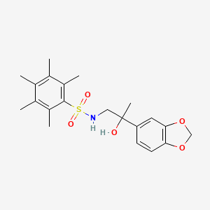 molecular formula C21H27NO5S B2559330 N-(2-(benzo[d][1,3]dioxol-5-yl)-2-hydroxypropyl)-2,3,4,5,6-pentamethylbenzenesulfonamide CAS No. 1396675-67-4