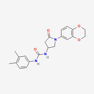 1-(1-(2,3-Dihydrobenzo[b][1,4]dioxin-6-yl)-5-oxopyrrolidin-3-yl)-3-(3,4-dimethylphenyl)urea