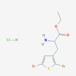 molecular formula C9H12Br2ClNO2S B2559380 Ethyl 2-amino-3-(2,5-dibromothiophen-3-yl)propanoate hydrochloride CAS No. 2260932-03-2