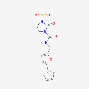 molecular formula C14H15N3O6S B2559389 N-({[2,2'-bifuran]-5-yl}methyl)-3-methanesulfonyl-2-oxoimidazolidine-1-carboxamide CAS No. 2034564-46-8