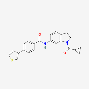 molecular formula C23H20N2O2S B2559391 N-(1-(cyclopropanecarbonyl)indolin-6-yl)-4-(thiophen-3-yl)benzamide CAS No. 2034518-64-2