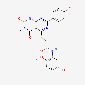 N-(2,5-dimethoxyphenyl)-2-((2-(4-fluorophenyl)-6,8-dimethyl-5,7-dioxo-5,6,7,8-tetrahydropyrimido[4,5-d]pyrimidin-4-yl)thio)acetamide
