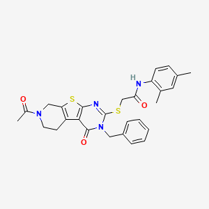 2-((7-acetyl-3-benzyl-4-oxo-3,4,5,6,7,8-hexahydropyrido[4',3':4,5]thieno[2,3-d]pyrimidin-2-yl)thio)-N-(2,4-dimethylphenyl)acetamide