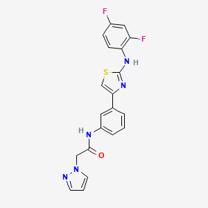 N-(3-(2-((2,4-difluorophenyl)amino)thiazol-4-yl)phenyl)-2-(1H-pyrazol-1-yl)acetamide
