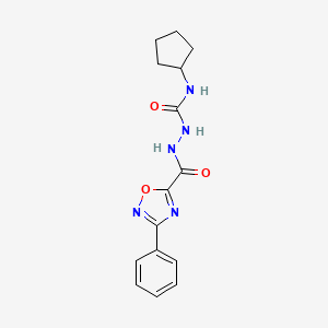 molecular formula C15H17N5O3 B2559419 N-cyclopentyl-2-[(3-phenyl-1,2,4-oxadiazol-5-yl)carbonyl]hydrazinecarboxamide CAS No. 1993058-35-7