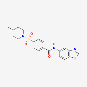 molecular formula C20H21N3O3S2 B2559423 N-(1,3-benzothiazol-5-yl)-4-[(4-methylpiperidin-1-yl)sulfonyl]benzamide CAS No. 941877-60-7