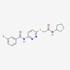 N-(6-((2-(cyclopentylamino)-2-oxoethyl)thio)pyridazin-3-yl)-3-fluorobenzamide