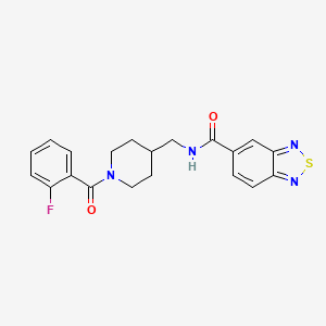 molecular formula C20H19FN4O2S B2559452 N-((1-(2-fluorobenzoyl)piperidin-4-yl)methyl)benzo[c][1,2,5]thiadiazole-5-carboxamide CAS No. 1235268-21-9