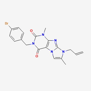 molecular formula C19H18BrN5O2 B2559457 8-allyl-3-(4-bromobenzyl)-1,7-dimethyl-1H-imidazo[2,1-f]purine-2,4(3H,8H)-dione CAS No. 896323-62-9