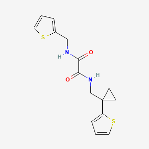 molecular formula C15H16N2O2S2 B2559459 N1-((1-(thiophen-2-yl)cyclopropyl)methyl)-N2-(thiophen-2-ylmethyl)oxalamide CAS No. 1207043-80-8