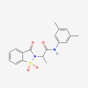 molecular formula C18H18N2O4S B2559463 N-(3,5-dimethylphenyl)-2-(1,1-dioxido-3-oxobenzo[d]isothiazol-2(3H)-yl)propanamide CAS No. 899996-76-0