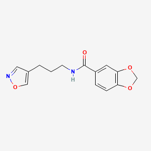molecular formula C14H14N2O4 B2559465 N-(3-(isoxazol-4-yl)propyl)benzo[d][1,3]dioxole-5-carboxamide CAS No. 1903540-04-4