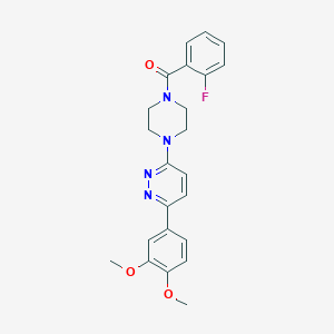 molecular formula C23H23FN4O3 B2559468 (4-(6-(3,4-二甲氧基苯基)吡啶嗪-3-基)哌嗪-1-基)(2-氟苯基)甲酮 CAS No. 1021103-69-4