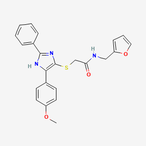 molecular formula C23H21N3O3S B2559469 N-[(furan-2-yl)methyl]-2-{[5-(4-methoxyphenyl)-2-phenyl-1H-imidazol-4-yl]sulfanyl}acetamide CAS No. 901257-66-7
