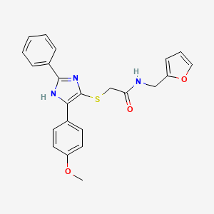 molecular formula C23H21N3O3S B2559469 N-(2-furylmethyl)-2-{[5-(4-methoxyphenyl)-2-phenyl-1H-imidazol-4-yl]thio}acetamide CAS No. 901257-66-7