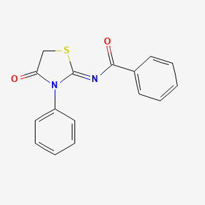 molecular formula C16H12N2O2S B2559476 N-(4-oxo-3-phenyl-1,3-thiazolidin-2-ylidene)benzamide CAS No. 139564-90-2