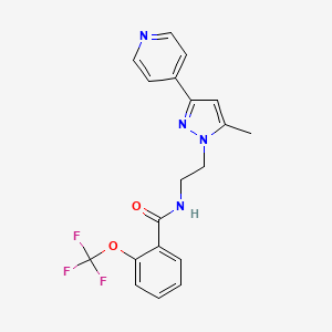 molecular formula C19H17F3N4O2 B2559477 N-(2-(5-甲基-3-(吡啶-4-基)-1H-吡唑-1-基)乙基)-2-(三氟甲氧基)苯甲酰胺 CAS No. 2034234-94-9