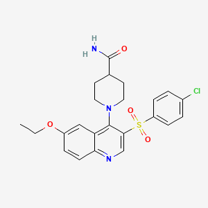 molecular formula C23H24ClN3O4S B2559480 1-(3-((4-Chlorophenyl)sulfonyl)-6-ethoxyquinolin-4-yl)piperidine-4-carboxamide CAS No. 895639-94-8