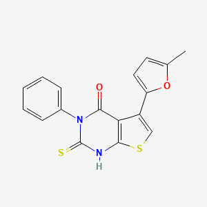 molecular formula C17H12N2O2S2 B2559481 5-(5-methyl-2-furyl)-3-phenyl-2-thioxo-2,3-dihydrothieno[2,3-d]pyrimidin-4(1H)-one CAS No. 379241-50-6