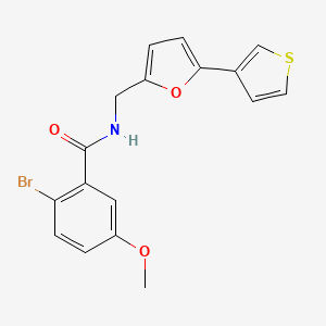 molecular formula C17H14BrNO3S B2559482 2-溴-5-甲氧基-N-((5-(噻吩-3-基)呋喃-2-基)甲基)苯甲酰胺 CAS No. 2034439-20-6