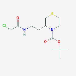 molecular formula C13H23ClN2O3S B2559484 Tert-butyl 3-[2-[(2-chloroacetyl)amino]ethyl]thiomorpholine-4-carboxylate CAS No. 2411291-00-2