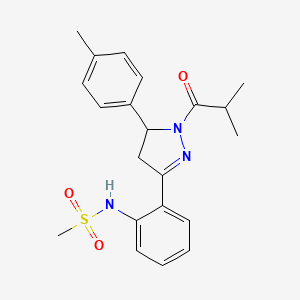 molecular formula C21H25N3O3S B2559485 N-(2-(1-isobutyryl-5-(p-tolyl)-4,5-dihydro-1H-pyrazol-3-yl)phenyl)methanesulfonamide CAS No. 923147-16-4