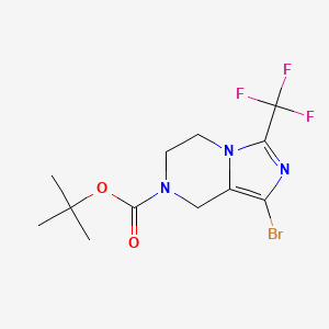 molecular formula C12H15BrF3N3O2 B2559490 tert-butyl 1-bromo-3-(trifluoromethyl)-5,6-dihydroimidazo[1,5-a]pyrazine-7(8H)-carboxylate CAS No. 1152440-02-2