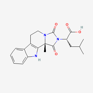 molecular formula C20H23N3O4 B2559492 (2S)-4-methyl-2-[(11bS)-11b-methyl-1,3-dioxo-5,6,11,11b-tetrahydro-1H-imidazo[1',5':1,2]pyrido[3,4-b]indol-2(3H)-yl]pentanoic acid CAS No. 956439-60-4