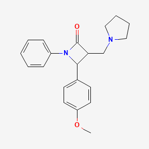 molecular formula C21H24N2O2 B2559493 4-(4-Methoxyphenyl)-1-phenyl-3-(1-pyrrolidinylmethyl)-2-azetanone CAS No. 478049-92-2