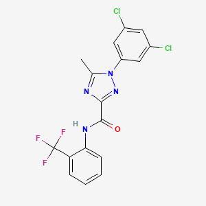 molecular formula C17H11Cl2F3N4O B2559494 1-(3,5-dichlorophenyl)-5-methyl-N-[2-(trifluoromethyl)phenyl]-1H-1,2,4-triazole-3-carboxamide CAS No. 338408-92-7