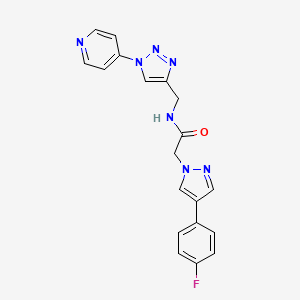 molecular formula C19H16FN7O B2559499 2-(4-(4-fluorophenyl)-1H-pyrazol-1-yl)-N-((1-(pyridin-4-yl)-1H-1,2,3-triazol-4-yl)methyl)acetamide CAS No. 2034532-12-0