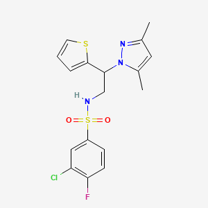 3-chloro-N-(2-(3,5-dimethyl-1H-pyrazol-1-yl)-2-(thiophen-2-yl)ethyl)-4-fluorobenzenesulfonamide