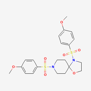 molecular formula C21H26N2O7S2 B2559534 4,8-Bis((4-methoxyphenyl)sulfonyl)-1-oxa-4,8-diazaspiro[4.5]decane CAS No. 903277-38-3