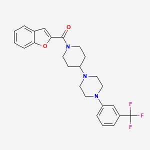 molecular formula C25H26F3N3O2 B2559537 Benzofuran-2-yl(4-(4-(3-(trifluoromethyl)phenyl)piperazin-1-yl)piperidin-1-yl)methanone CAS No. 2034558-21-7