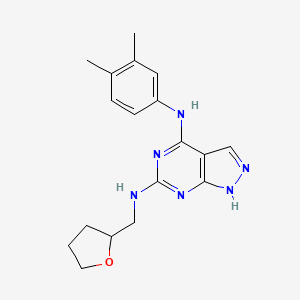 molecular formula C18H22N6O B2559540 N~4~-(3,4-dimethylphenyl)-N~6~-(tetrahydrofuran-2-ylmethyl)-1H-pyrazolo[3,4-d]pyrimidine-4,6-diamine CAS No. 1105225-51-1