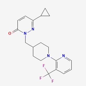 molecular formula C19H21F3N4O B2559545 6-Cyclopropyl-2-({1-[3-(trifluoromethyl)pyridin-2-yl]piperidin-4-yl}methyl)-2,3-dihydropyridazin-3-one CAS No. 2097891-15-9