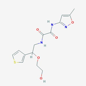 molecular formula C14H17N3O5S B2559552 N'-[2-(2-hydroxyethoxy)-2-(thiophen-3-yl)ethyl]-N-(5-methyl-1,2-oxazol-3-yl)ethanediamide CAS No. 2034305-08-1