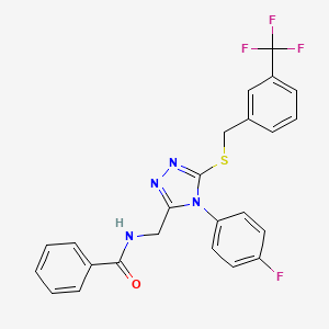 molecular formula C24H18F4N4OS B2559553 N-((4-(4-fluorophenyl)-5-((3-(trifluoromethyl)benzyl)thio)-4H-1,2,4-triazol-3-yl)methyl)benzamide CAS No. 391897-80-6