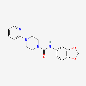 molecular formula C17H18N4O3 B2559556 N-(1,3-苯并二氧杂环-5-基)-4-(2-吡啶基)四氢-1(2H)-吡嗪甲酰胺 CAS No. 692732-87-9