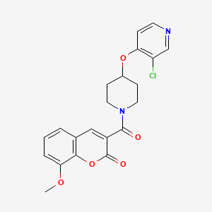 molecular formula C21H19ClN2O5 B2559571 3-(4-((3-chloropyridin-4-yl)oxy)piperidine-1-carbonyl)-8-methoxy-2H-chromen-2-one CAS No. 2034395-09-8