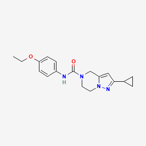 molecular formula C18H22N4O2 B2559572 2-cyclopropyl-N-(4-ethoxyphenyl)-6,7-dihydropyrazolo[1,5-a]pyrazine-5(4H)-carboxamide CAS No. 2034605-64-4