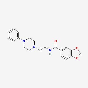 molecular formula C20H23N3O3 B2559590 N-(2-(4-phenylpiperazin-1-yl)ethyl)benzo[d][1,3]dioxole-5-carboxamide CAS No. 1049437-44-6