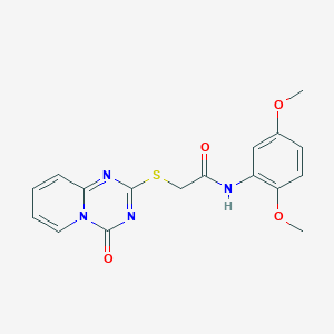 molecular formula C17H16N4O4S B2559596 N-(2,5-dimethoxyphenyl)-2-({4-oxo-4H-pyrido[1,2-a][1,3,5]triazin-2-yl}sulfanyl)acetamide CAS No. 896327-15-4