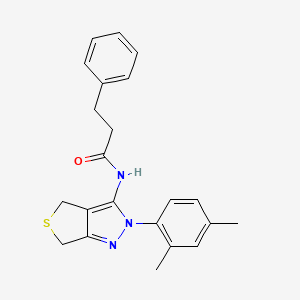 molecular formula C22H23N3OS B2559602 N-[2-(2,4-dimethylphenyl)-2H,4H,6H-thieno[3,4-c]pyrazol-3-yl]-3-phenylpropanamide CAS No. 476458-36-3