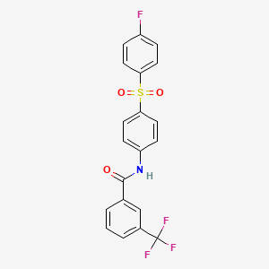 molecular formula C20H13F4NO3S B2559605 N-[4-(4-fluorobenzenesulfonyl)phenyl]-3-(trifluoromethyl)benzamide CAS No. 339030-34-1