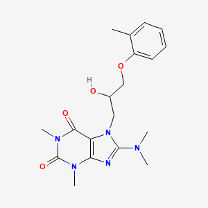 molecular formula C19H25N5O4 B2559615 8-(Dimethylamino)-7-[2-hydroxy-3-(2-methylphenoxy)propyl]-1,3-dimethylpurine-2,6-dione CAS No. 505081-01-6