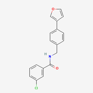 molecular formula C18H14ClNO2 B2559619 3-chloro-N-(4-(furan-3-yl)benzyl)benzamide CAS No. 2034350-34-8