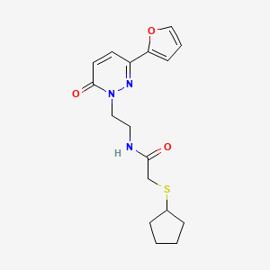 molecular formula C17H21N3O3S B2559621 2-(cyclopentylthio)-N-(2-(3-(furan-2-yl)-6-oxopyridazin-1(6H)-yl)ethyl)acetamide CAS No. 1219845-06-3
